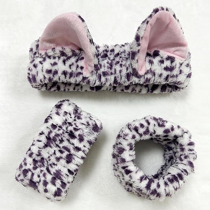 18PCS Cute Cat Ears Spa Headband for Washing Face Makeup Skincare Headband with Wrist Bands, Sleepover Party Supplies for Women/Teen Girl Trendy Stuff Present (18PCS Cat Ears, standard size)