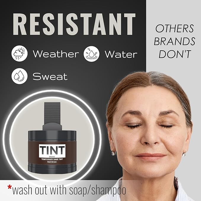 TINT Root Cover Up Hair Powder for Women & Men, Dark Brown, Gray Hair Concealer, Root Touch Up Powder