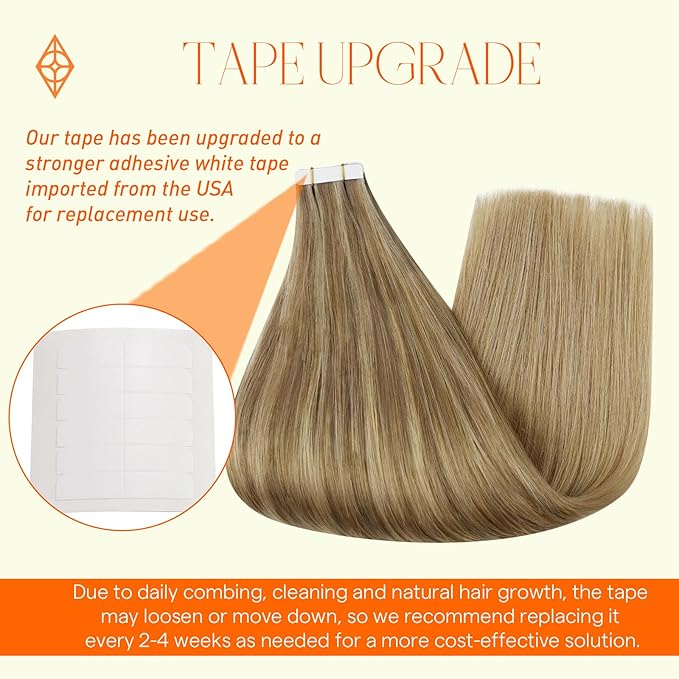Full Shine Tape in Hair Extensions 16 Inch 10/16/16 Balayage Tape in Extensions Ombre Remy Tape in Hair Extensions Human Hair 20 Pcs 50g Seamless Hair Extensions Tape in Double Sided Tape