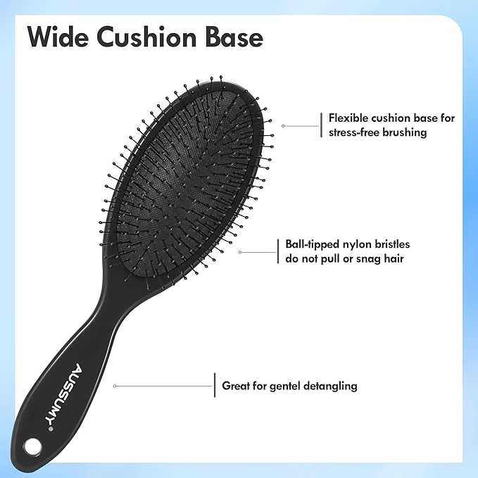 Air Cushion Detangling Hair Brush - 2 Pack Detangler Hairbrush with Ultra Soft Bristles for Effortless Tangle Removal - For Wet Dry Damaged Curly Hair for Women Men Boys Girls Kids - Black & Green
