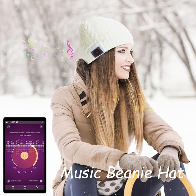 Wireless Music Hat Men Women Beanie Girls Hat Over Ear Headset Sports Stereo Headphone with Microphone Speaker Womens Beanie Cap