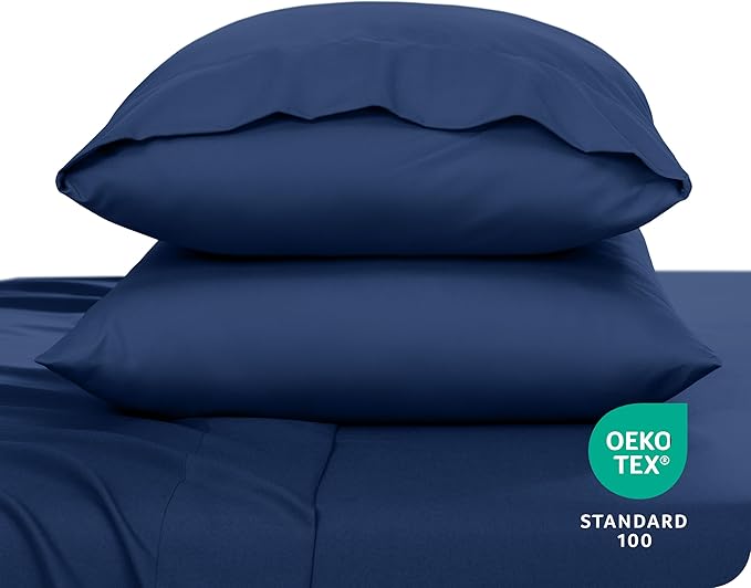 Bare Home Microfiber Pillow Cases - King 20x40 - Cooling Pillowcases - Double Brushed - Easy Care - Envelope Closure (King Pillowcase Set of 2, Dark Blue)
