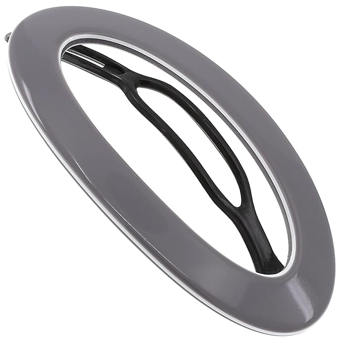Camila Paris CP3363 French Hair Barrette Clip for Women, Handmade, Gray White, Slide-in Metal-Free Closure, Strong Hold Grip Hair Clips for Girls, No Slip Durable Hair Accessories, Made in France