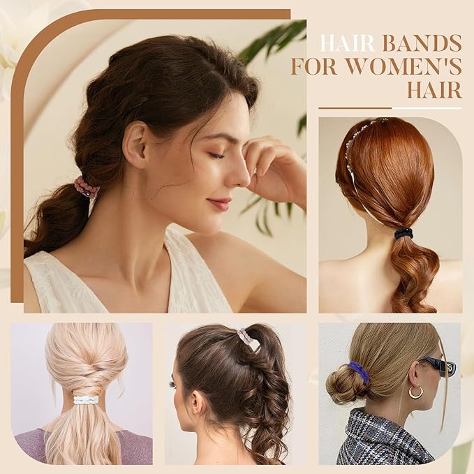 Hair Ties No Damage - 10PCS Ponytail Holders - Elastic Hair Ties for Thick Hair - Braided Hair Bands for Women Girls's Hair (22.Classic Dinner)