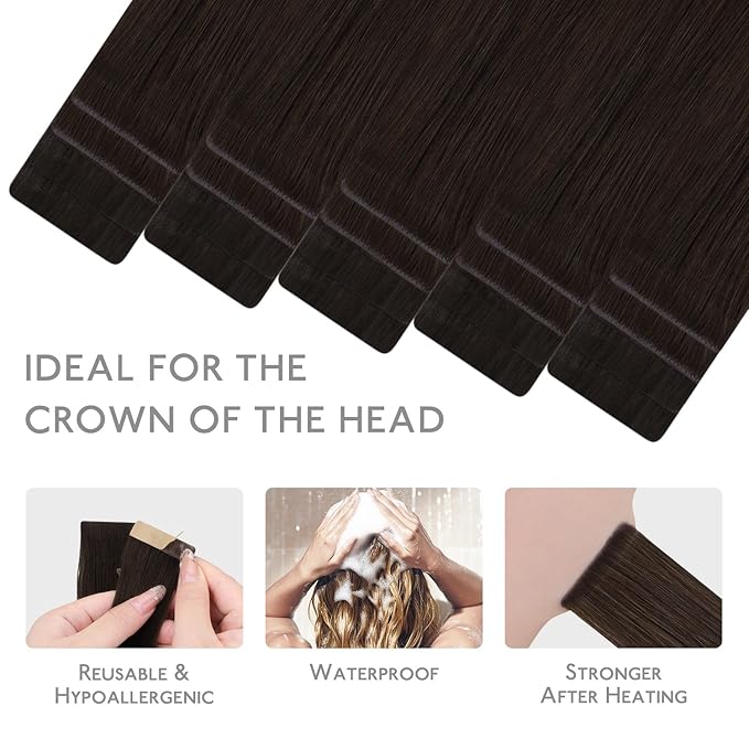 WENNALIFE Invisi Edge & Classic Tape in Hair Extensions Human Hair, 22 Inch 50g 20pcs(10pcs Invisi Edge & 10pcs Classic) Light Dark Brown Invisible Luxury Remy Hair Natural Seamless Injected Tape Ins