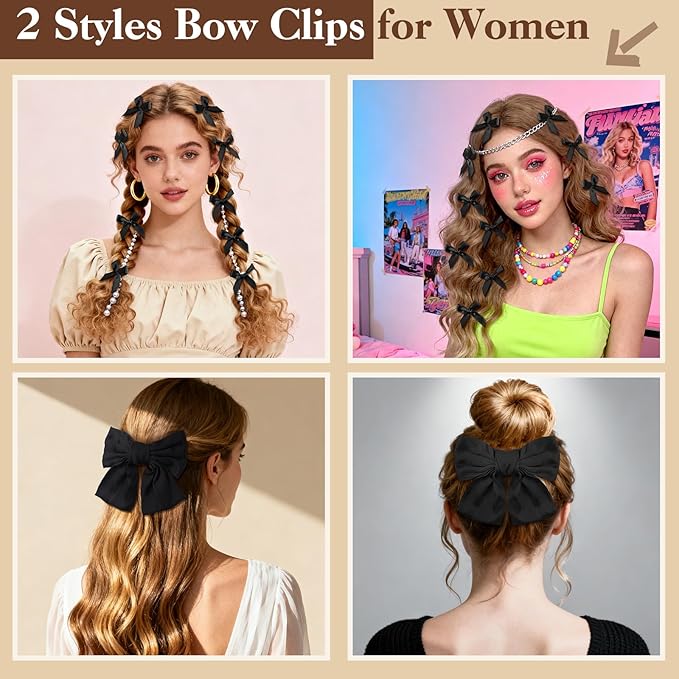 Hair Accessories Kit for Women, 27 PCS Set Included Hair Scrunchies, Claw Clips, Bow Clips, Hair Brush and Headband Hair Gift for Women (Neutral Color)