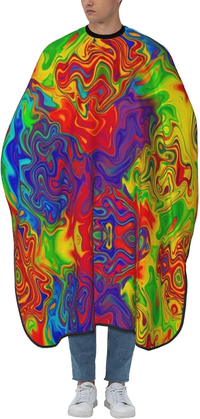 Salon Cape Rainbow Neon Watercolors Hair Cutting Cloak, Extra Long Professional Hair Cutting Apron for Hair Cutting, Haircut Tools