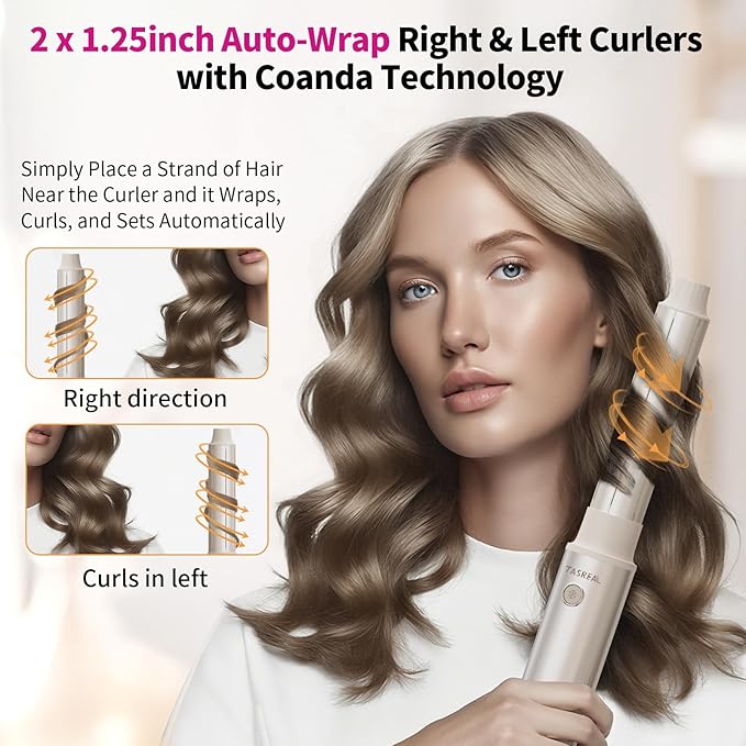 5-in-1 Hot Air Styler & Hair Dryer Brush – Fast Drying, Ionic Blow Dryer with Auto-Wrap Curler, Volumizing Brush & Straightener – Frizz-Free, No Heat Damage, Travel Bag Included for Easy Styling