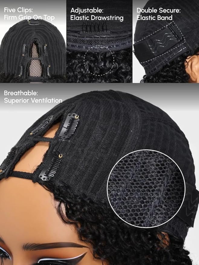 YIROO EasiContour V Part Wigs Human Hair Yaki Straight Human Hair Wigs No Leave Out Glueless Upgraded U Part Wigs for Women V Shape Clip in Vpart Wig No Sew in No Glue Beginner Friendly 24 inch