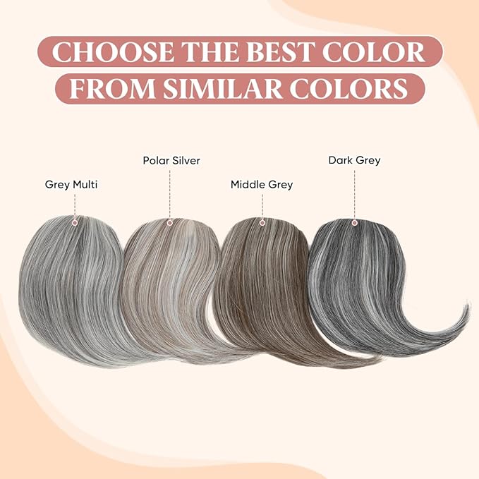 SARLA Clip in Side Bangs Extension Straight Synthetic Fake Bangs One Piece for Women Polar Silver