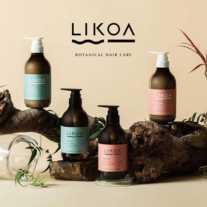 LIKOA, Moist and Chill Hydrating Shampoo and Treatment Set, for Damaged and Frizzy Hair, Botanical Hair Care, Oriental Floral Scent, Made in Japan, 16.9/17.64 Fl oz