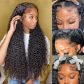 CYNOSURE HD Lace Front Wigs Human Hair Pre Plucked 180% Density Kinky Curly Lace Frontal Wigs Human Hair Glueless Natural Black Color 28inch