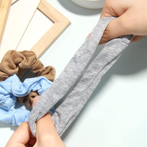 12pcs Cotton Hair Scrunchies Single Jersey Solid Color Ponytail Holders Elastic Hair Ties for Women Accessories (Light Grey)