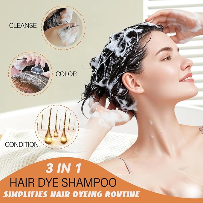 Blonde Brown Hair Dye Shampoo, Semi-Permanent Brown Hair Dye, Works in Minutes, Instant Hair Color Shampoo for Women Men, Champu para Pintar el Cabello, Champu Para Canas, Blonde Dye 16.90 Fl Oz