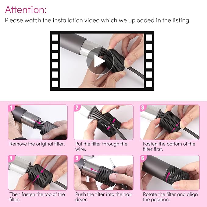 Upgraded Hair Dryer Filter Cover Compatible with Dyson Supersonic HD01 HD03 HD07 HD08 Models, Hair Dryer Strainer Filter Replacement Parts (Gray)