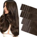 GOO GOO Invisi Edge Tape in Hair Extensions Human Hair, 4A Chocolate Brown 10pcs injected with 10pcs classical tape ins, 24inch 50g, Virgin Remy Hair, Natural Look