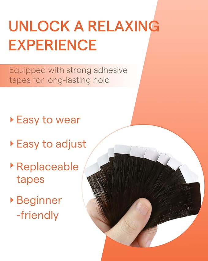 Sunny Hair Tape in Hair Extensions Real Human Hair Invisible Remy Hair Extensions Tape ins for Women Natural Black Ombre Dark Brown Balayage Ash Blonde 24 inch 25G