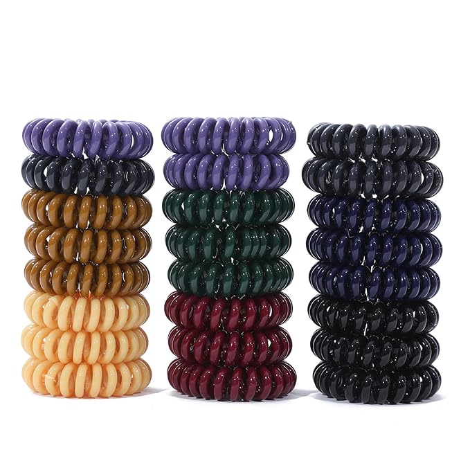 Spiral Hair Ties,24 Pcs Hair Scrunchies for Women's Hair Elegant Hair Bands Hair Elastics No Damage Comfortable Non-Slip Hair Coils Accessories for Girls Kids and All Occasions