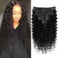 Deep Wave Clip in Hair Extensions Real Human Hair Brazilian Virgin Human Hair Clip in Extensions for Black Women 8Pcs Remy Hair with 18Clips 120g (22inch, Natural Black)