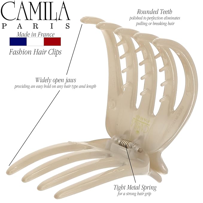 Camila Paris CP3542 French Hair Clip for Women, Hair Side Clips, 2 Inch Girls Hair Claw Clips Jaw Fashion Durable Styling Hair Accessories for Women, Strong Hold No Slip Grip, Made in France
