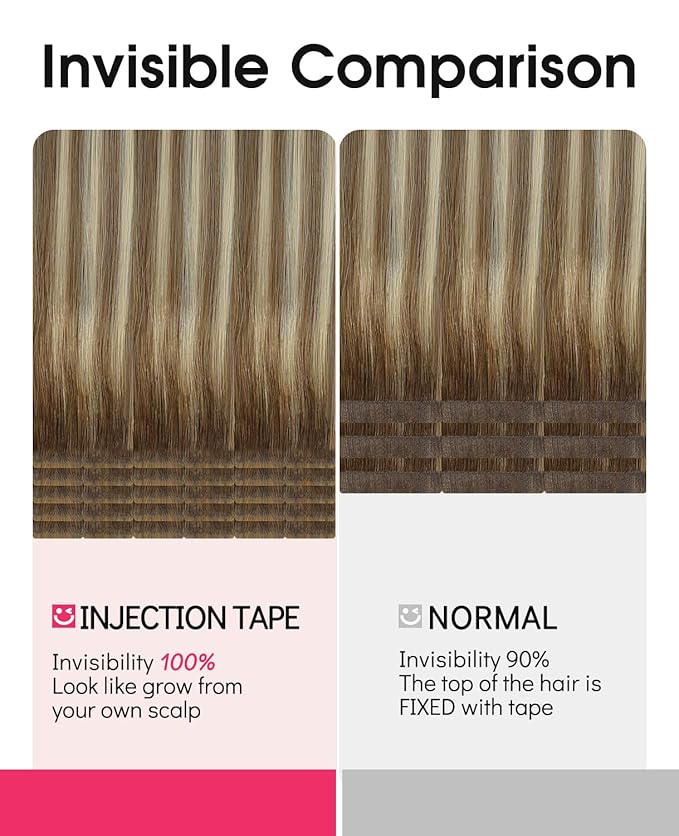 Youngsmile Invisible Tape in Hair Extensions Human Hair 20pcs 45g Balayage #3/8/22 Walnut Brown to Ash Brown and Golden Blonde 20 Inch Injection Tape Hair Extensions Remy Human Hair (#3/8/22,20'')