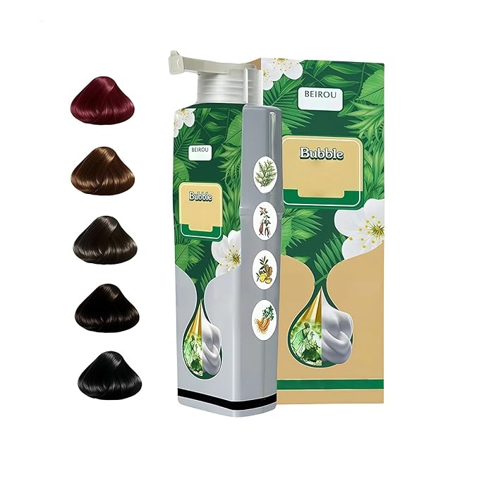 200 ML Beirou Bubble Hair Dye, Natural New Botanical Bubble Hair Dye Hair Dye Shampoo for Women Men. (Chestnut Brown)