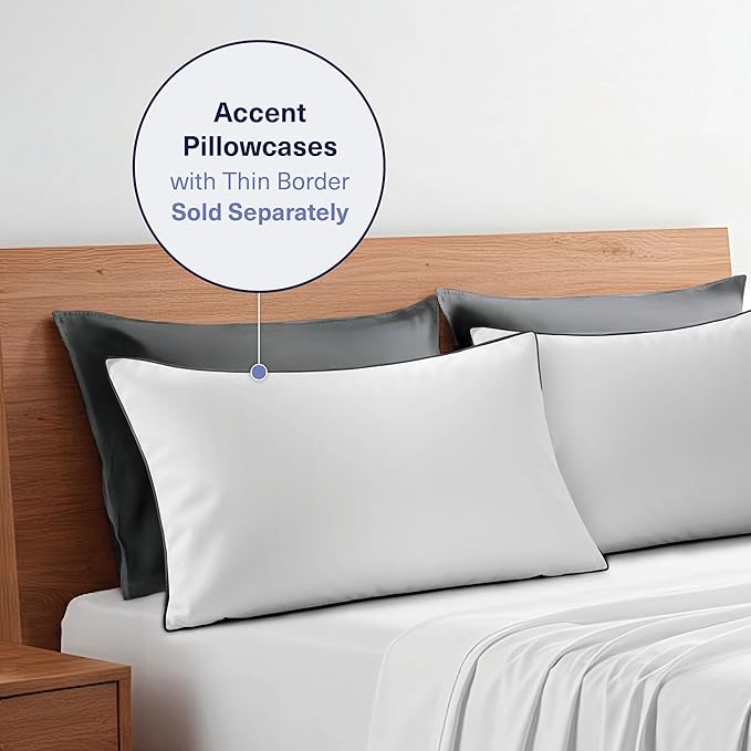 Kickoff Viscose Bamboo Pillowcase, Standard, Set of 2, 100% Organic Hidden Zippered Viscose Bamboo Pillow Case Standard Size, Cooling Pillow Cover for Hot Sleepers (20"x26" Pewter)
