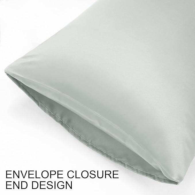 uxcell 2 Pack Silk Satin Pillowcase for Hair and Skin, Cool, Silky, Soft Breathable Pillow Cases Queen Size 20x30 Inch Sateen Pillowcase Light Gray with Envelope Closure