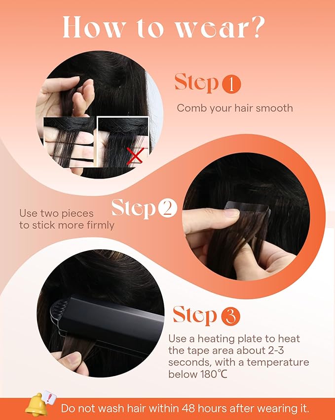 Sunny Hair Tape in Hair Extensions Real Human Hair Invisible Remy Hair Extensions Tape ins for Women Darkest Brown Ombre Medium Brown Balayage 14 inch 25G
