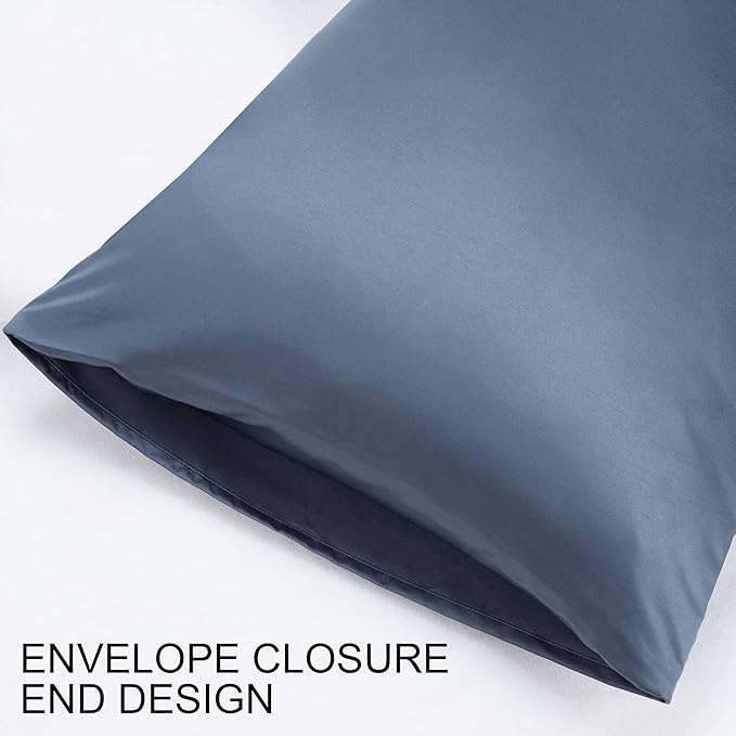 uxcell 2 Pack Silk Satin Pillowcase for Hair and Skin, Cool, Silky, Soft Breathable Pillow Cases Standard Size 20x26 Inch Sateen Pillowcase Slate Gray with Envelope Closure