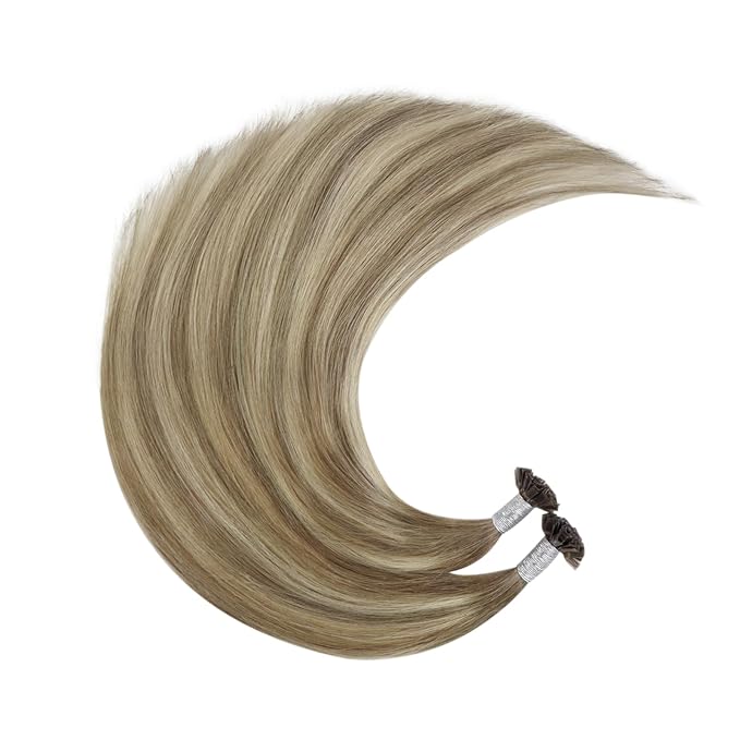 YoungSee K Tips Balayage Hair Extensions Hot fusion Pre Bonded Ktip Hair Extensions Human Hair Ombre Brown and Blonde 18In 1G/S 50G
