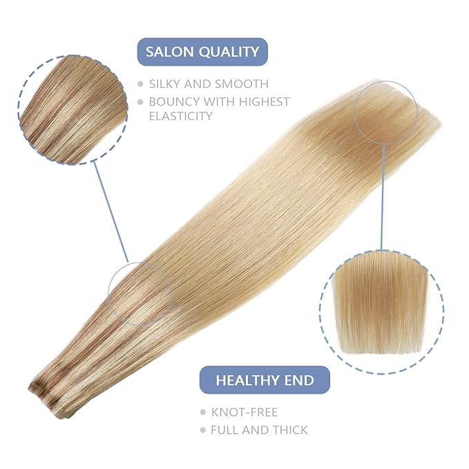 COOKAYU Invisible Tape in Hair Extensions, Gold Brown to Caramel Blonde 16Inch 35g 20pcs/pack Seamless Tape in Extensions Human Hair Injected Invisi Edge Extensions