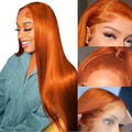 Ginger Wig Human Hair 13x4 Straight Ginger Orange Lace Front Wigs Human Hair HD Transparent Lace Frontal 350 Colored Hair Wig Pre Plucked With Baby Hair 180% Density 26inch