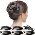 RC ROCHE 6 Pcs Flat Hair Clips Big Claw for Thick Hair French Duckbill Women No Slip Side Slide Curved Alligator Concord Strong Grip Hold Volume Lay Down Clamp, Large Black