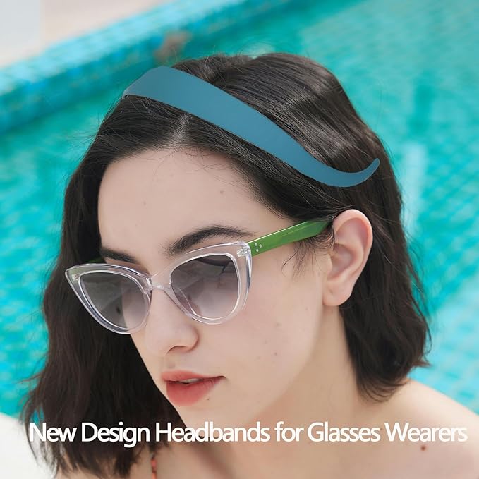 3 Pack Headbands Designed for Eyewear,Flex No Pressure Hairbands for Women Comfortable Plastic Headbands with Teeth Matte-Royal Blue,Green,Dark Purple