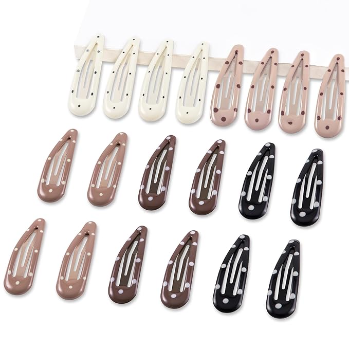 20 PCS Metal Snap Hair Clips Water Drop No Slip Barrettes for Women Bright Small Hair Clips For Thick And Thin Fine Hair,Beige Multiple Brown,1.97 x 0.5 In.