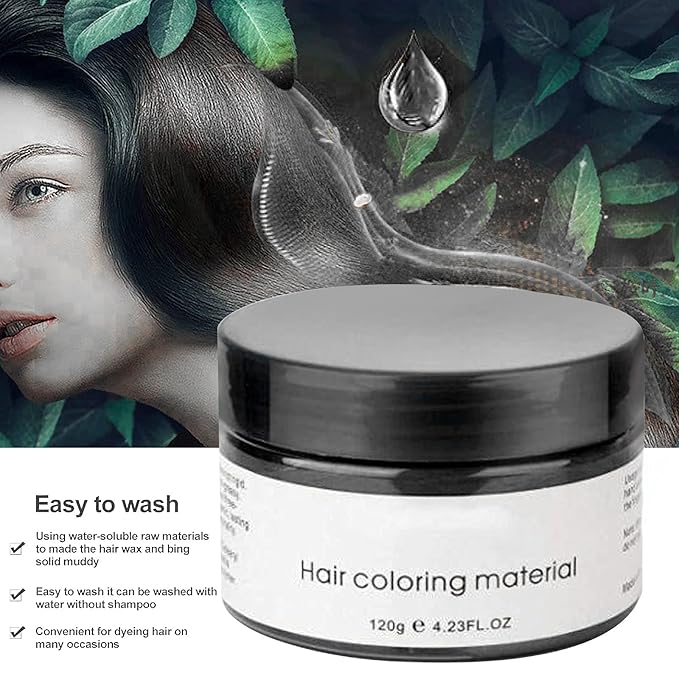 Black Hair Spray,Temporary Hair Color Dye,Hair Color Spray Wax, Natural Hair Coloring Wax Material Disposable Hair Styling Clays Ash for Cosplay,Party,Masquerade, Halloween.etc (Black, 1 Pack)