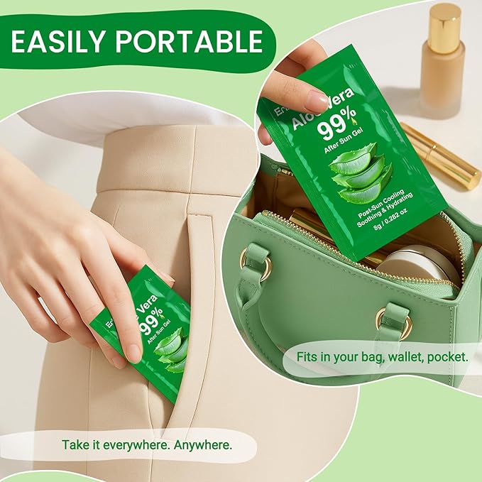 Erinde 60 Pack Aloe Vera Gel for Face, Hair & Body, 99% Pure Aloe Vera Gel for Sunburn Relief, After Sun Skin Care Relief, Skin Care Bulk Soothing Hydrating Aloe Gel for All Skin Types