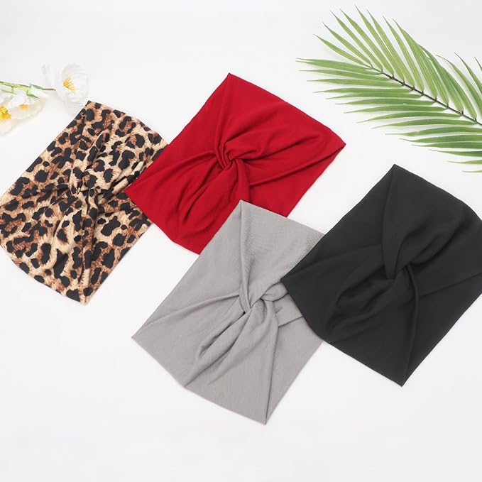 Extra Wide Headbands for Women Large Turban Headband Non Slip Boho Elastic Hairband Hair Twisted Knot Head Bands Accessories