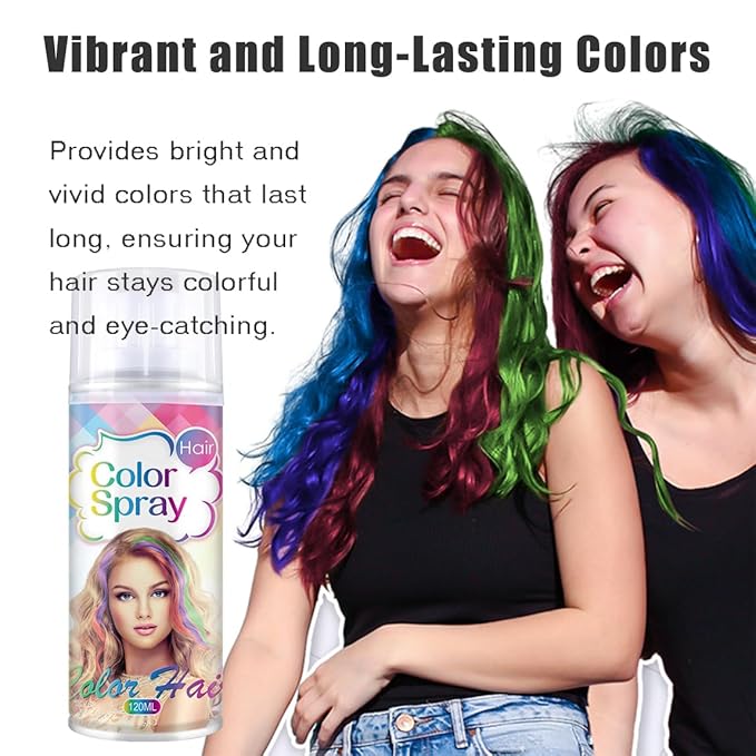 Temporary Hair Color Spray, White Hair Dye Pomades for Kids and Women-Perfect for Cosplay, Christmas, and Halloween Parties, Natural Washable Quick-Drying, One-Time Use in one wash (White, 120ml)