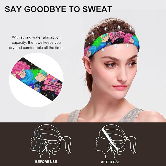 Anime Lesbian Lgbt Girl Pride Love Sweatbands Sports Headband for Men & Women Headband Outdoor