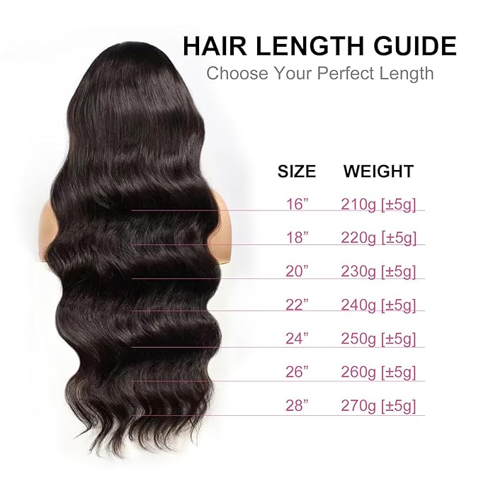 210% Density 13x6 Full Lace Frontal Wigs Human Hair 12A Body Wave Brazilian Virgin Human Hair Pre Plucked HD Transparent Lace Glueless Wigs Human Hair with Baby Hair 18 Inch