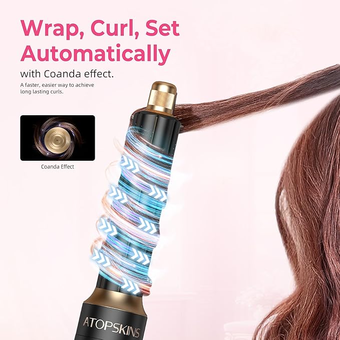 6 in 1 Blow Dryer Brush Set & Hot Air Styler, Negative Ionic Hair Dryer Brush Hair Styling Tools for Fast Drying Straightening Curling Voluming, Ideal Gifting for Women (Black)