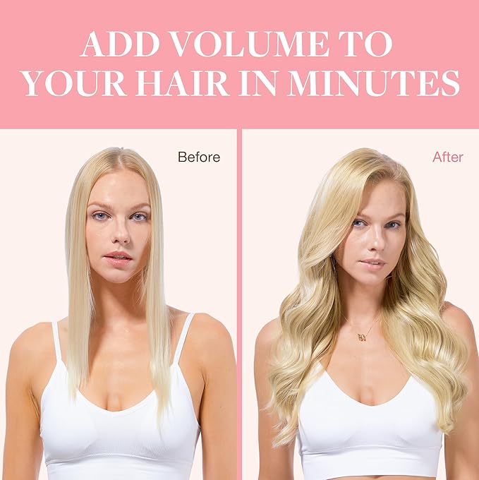 GOO GOO Clip in Hair Extensions Real Human Hair, Remy Human Hair Extensions Clip ins for Women, Natural Human Hair, 14inch 120g 7Pcs, 613R Bleach Blonde
