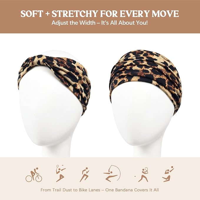 Wide Headbands for Women Knotted No Slip Head Bands Soft Turban Headband Hair Accessories Boho African Solid Color Head Wraps for Women Yoga Workout Pack of 6