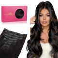 WENNALIFE Seamless Clip In Hair Extensions Human Hair, 12 Inch 80g 7pcs Natural Black Real Hair Extensions Clip in Human Hair Invisible PU Skin Weft Natural Remy Hair