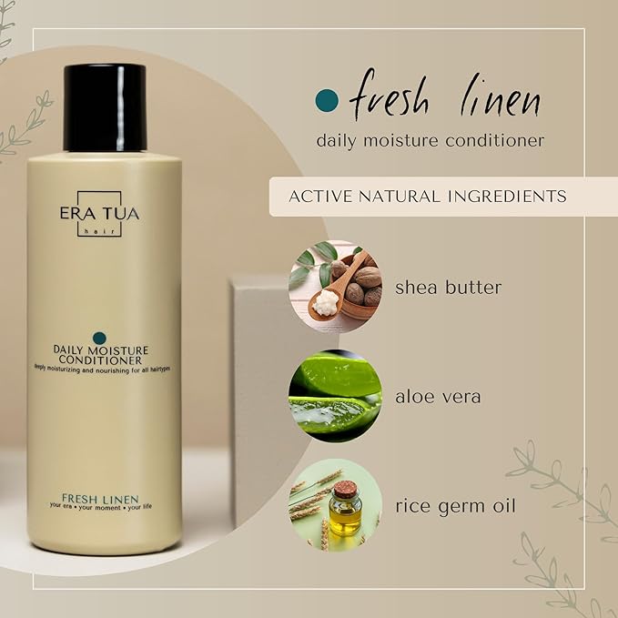 Fresh Linen Conditioner | Dutch Made & Formulated | Moisturizing & Repairing Conditioner for Dry, Damaged Hair | Uplifting Bergamot, Jasmine & Rose Scent |750 ml