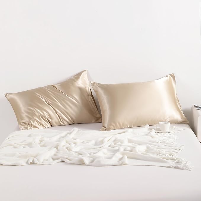 NTBAY 2 Pack Satin King Pillowcases for Hair and Skin, Luxurious and Silky Pillow Cases with Envelope Closure, 20x40 Inches, Taupe