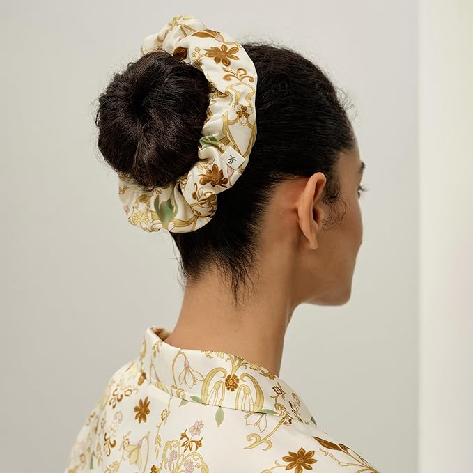 LILYSILK Silk Hair Scrunchies Ties for Frizz & Breakage Prevention 100% Mulberry No Damage Elastic Ponytail Holders, Capricornus