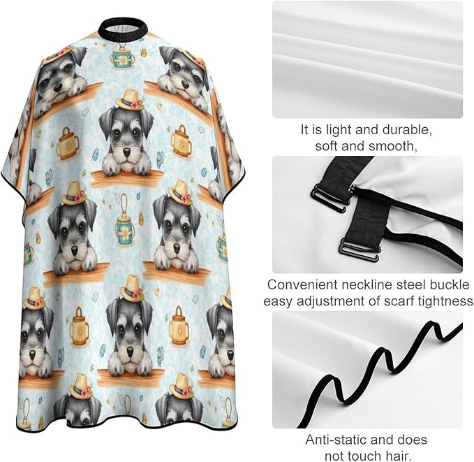 Lightweight Salon Cape, Schnauzer Cute Dog Haircut Hairdressing Cloth Apron Haircut Barber Gown for Barbers